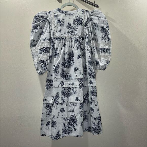 Hunter Bell Jenkins Dress Flamingo White & Navy Preppy Coastal Resort Wear Dress - Picture 8 of 15